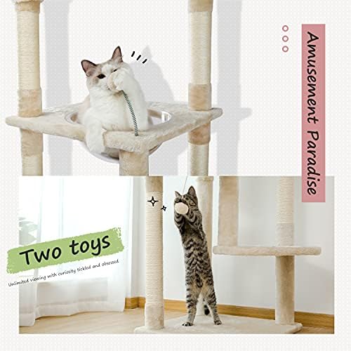 PEQULTI Floor to Ceiling Cat Tree, 92.9-101.6in Adjustable Cat Tower - Image 2