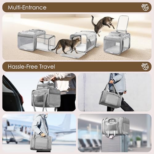 Top and 2 Sides Expandable Cat Carrier 18x11x11 TSA Airline Approved - Image 6