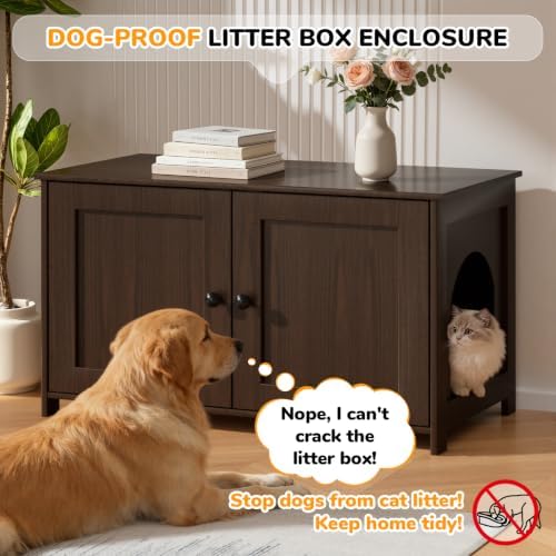 Extra Large Cat Litter Box Enclosure Furniture Dog Proof, Hidden Kitty Washroom - Image 4