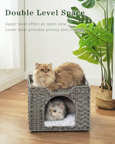 SETVSON Cat Beds Indoor Kitten House, Handwoven Rattan PE Cat Cave - Image 2