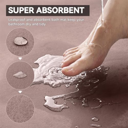 MontVoo -Bath Mat Rug-Rubber Backing Non Slip Quick Dry Absorbent Thin Bathroom - Image 2