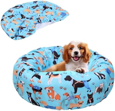 Round Replacement Dog Bed Cover Elastic Edged Washable 20×9.8 Inch by Hoopttay