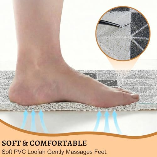 BLESWIN Loofah Bath Mat for Inside Shower, Square Shower Mat - Image 4