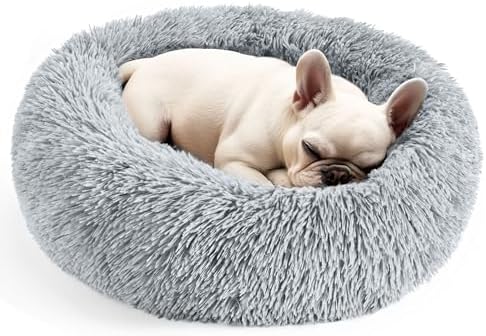 Hoewina Dog & Cat Bed for Indoor Cats, 20in Calming Donut Bed by Hoewina
