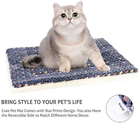 Mora Pets Cat Bed Ultra Soft Dog Crate Pad Star Print 14 x 17.5 inch Blue - Image 5