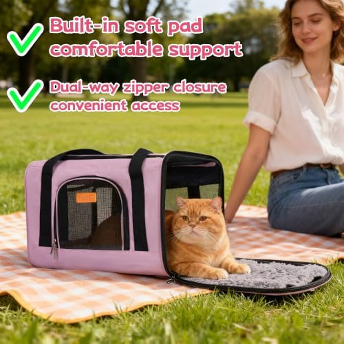 ROYPET Cat Carrier, Portable Pet Carrier Bag Pink - Image 3