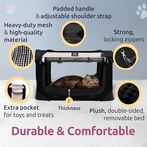 Cat & Dog Pet Carrier, Fits 2 Cats or Medium Dog Comfortably - Image 6