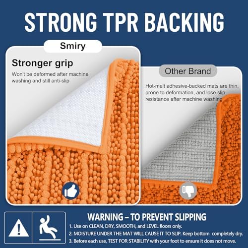 Smiry Bathroom Rugs 30X20, Extra Soft Rubber Backing Chenille Bath Mats - Image 3