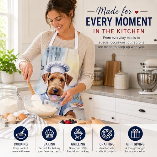 Caroline's Treasures Airedale Terrier The Chef Apron Cooking Kitchen Server - Image 6