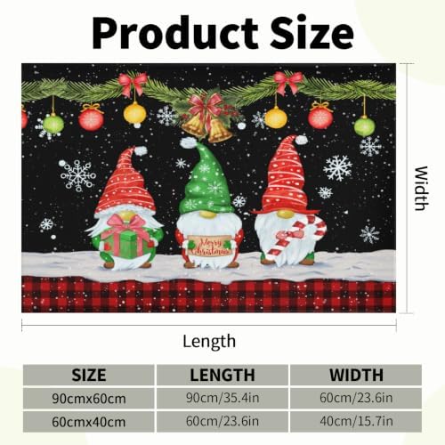 Giwawa Black Xmas Gnome Bath Rug Winter Snowflake Entryway Doormat Non Slip - Image 3