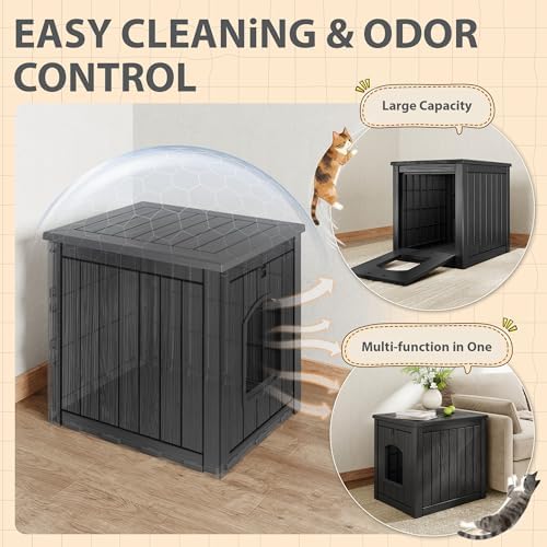 Cat Litter Box Enclosure, Plastic Outdoor Cat House Weatherproof - Image 6