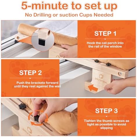 Cat Window Perch + Bonus Toy by Petronaut – Solid Wood, Durable & Easy-Clean - Image 3