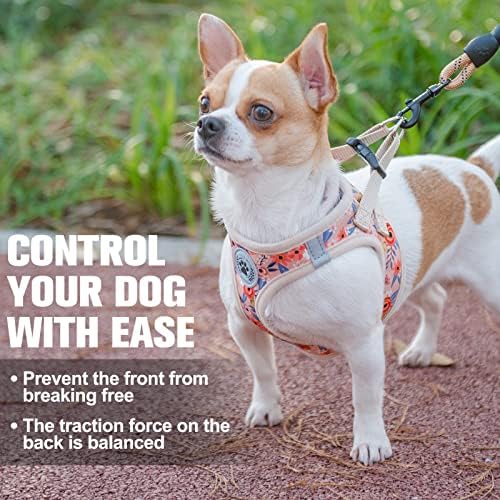 BEAUTYZOO Small Dog Harness and Leash Set, No Pull Puppy Pet Vest-Floral - Image 6