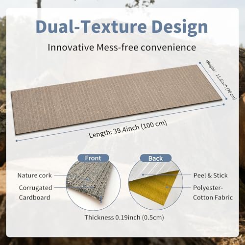 Natural Cork Cat Scratcher Mat, Self-Stick & Trimmable Furniture Protector - Image 3