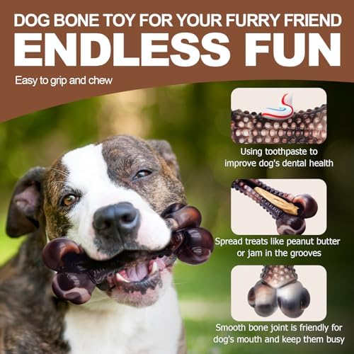 Dog Chew Toys for Aggressive Chewers, Durable Interactive Dog Bone Chew Toy to - Image 3