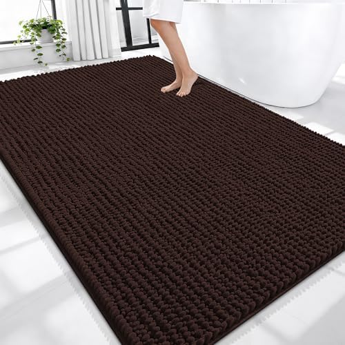 OLANLY Thick Chenille Large Bathroom Rugs 70x46, Absorbent Bath Mat by OLANLY