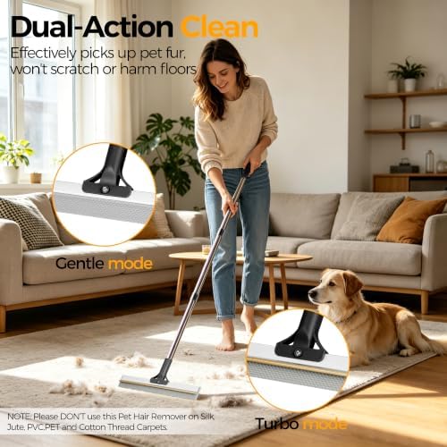 Carpet Rake for Pet Hair Removal Tool, Reusable Hair Remover Broom - Image 6