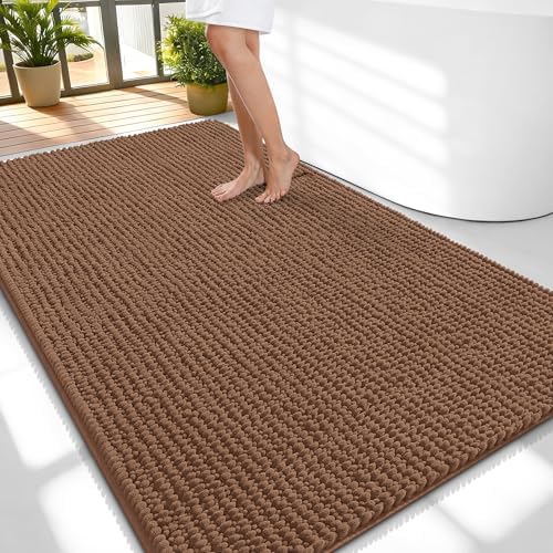 OLANLY Thick Chenille Large Bathroom Rugs 59x35, Absorbent Bath Mat by OLANLY