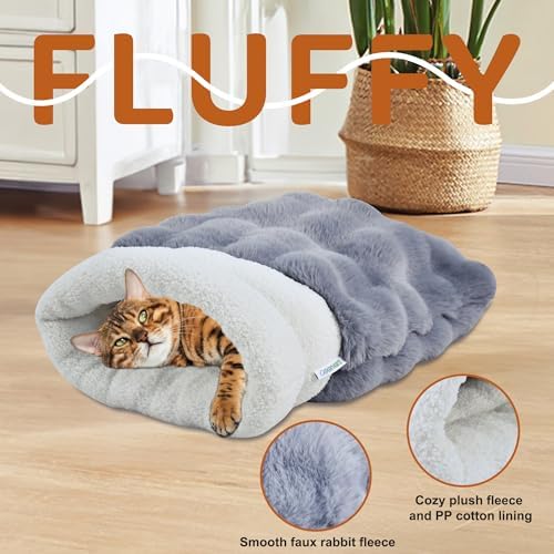 3 in 1 Semi-Enclosed Self Warming Burrow Cat Bed Sleeping Cave - Image 2