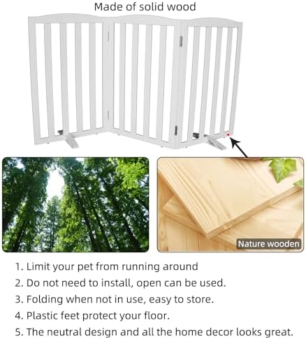 Freestanding Dog Gate Indoor, Doggie Gate Foldable Dog Gates - Image 6