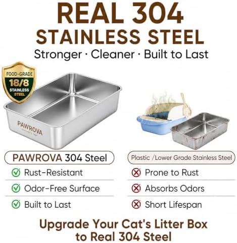 304 Stainless Steel Litter Box 2 Pack, XL Open Top - Image 2
