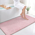 Bcoimo Bath Rug Mat, 48x24 Chenille Non Slip Pink Long Bathroom Runner Rugs by Bcoimo