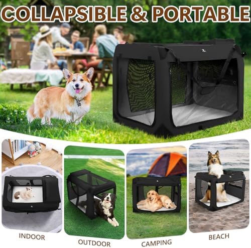 X-ZONE PET Dog Crate 3-Door Kennel, Collapsible Portable Soft Sided Pet Carriers - Image 5