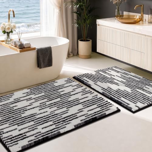 BSICPRO Bathroom Rugs Sets 2 Piece, Modern Bath Mat 20"x32"+16"x24" by BSICPRO