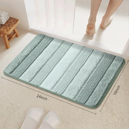Kmson Ombre Chenille Bathroom Rugs Mat, Ultra Soft Washable Shaggy Bath Rugs - Image 2