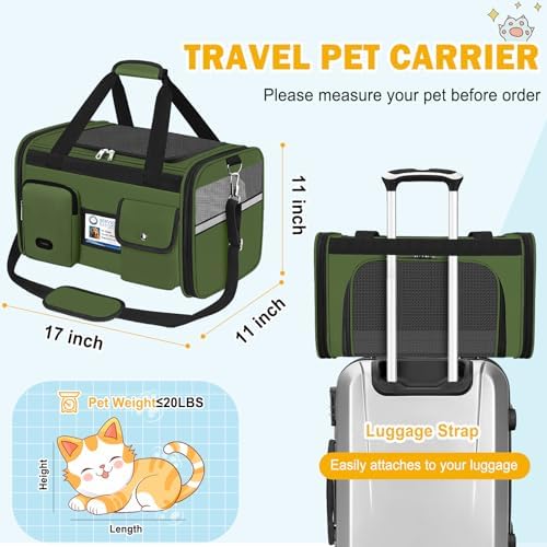 HUANLANG Large Cat Carrier Soft Sided Travel Pet Carrier Airline Approved - Image 5