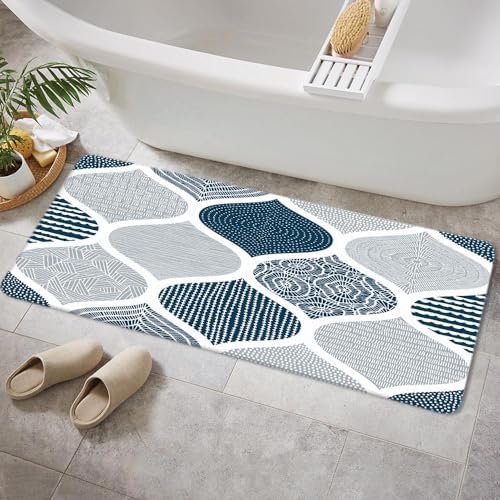 JAWO Blue and Grey Paisley Bath Mat by JAWO