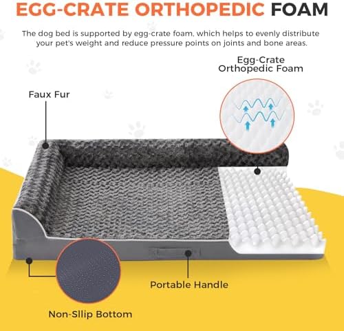 Orthopedic Dog Bed for Medium Size Dog, Dark Grey - Image 2