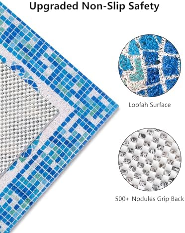 Square Shower Mat, Yonala 24 x 24 Inch Stylish Non Slip Shower Mats - Image 2