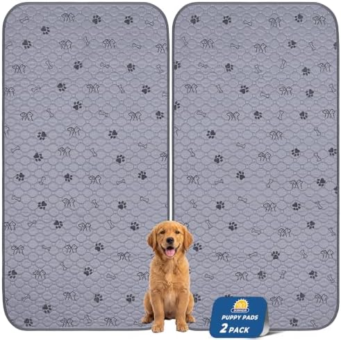Sunheir Washable Pee Pads for Dogs, 2 Pack Waterproof Reusable Puppy Pads by SUNHEIR