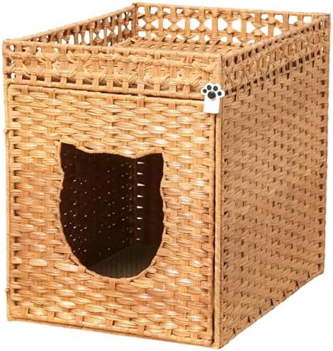 Handwoven Rattan Cat Litter Box Enclosure by MAKEPETLUCKY-WelcometoCatTunnelClub