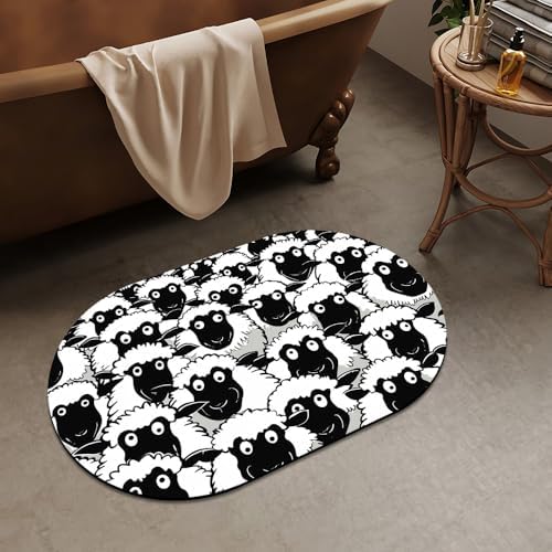 Cartoon Many Sheep, Super Absorbent Quick-Drying Bathroom Mat Rug, Rubber - Image 2