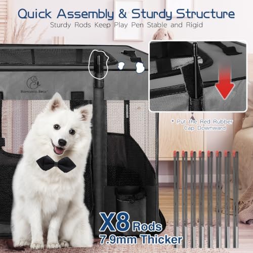 ROMANTIC BEAR Dog Playpen, Foldable Pet Puppy Cat Playpen - Image 4