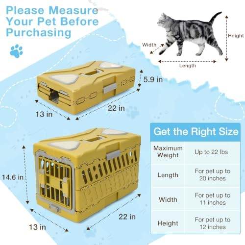 Collapsible Cat Carrier Hard, Plastic Hard-Shell Pet Carrier Travel - Image 3