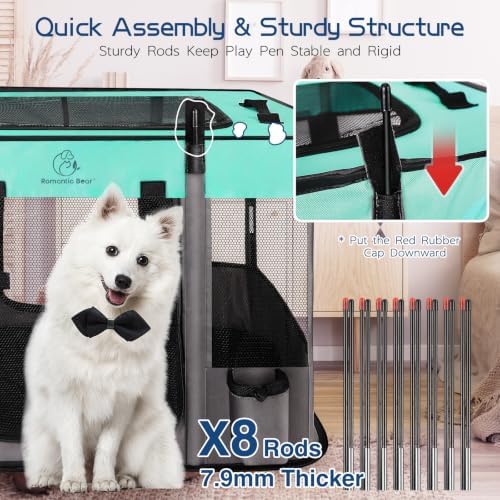 ROMANTIC BEAR Dog Playpen, Foldable Pet Puppy Cat Playpen - Image 4