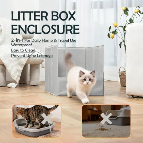 MEEXPAWS Cat Litter Box Enclosure, Foldable Waterproof Splash Guard - Image 2