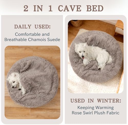 NOYAL Calming Donut Dog Bed, Hooded Cave - Image 2