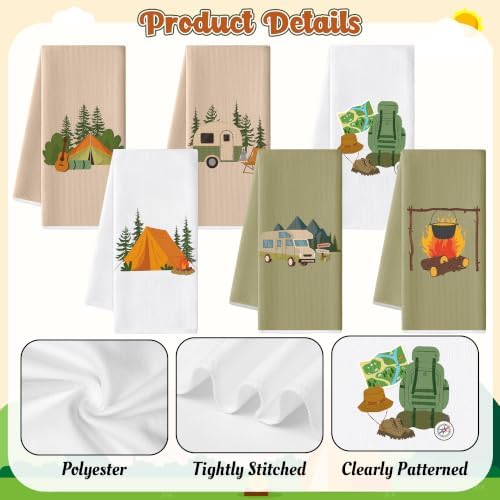 Camping Kitchen Hand Towel, 6 Pack Kitchen Dish Cloths Set - Image 3