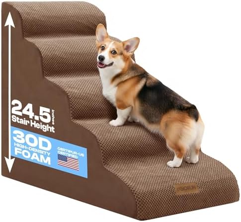 Miorun Dog Stairs for High Beds, 24.5" Foam Pet Ramp Step for Small Dogs by Miorun
