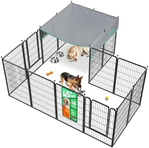 FXW Rollick Dog Playpen with Sun Shade, 16 Panels by FXW