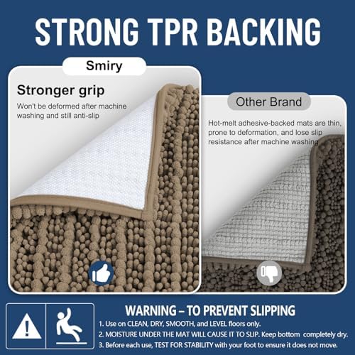Smiry Bathroom Rugs 40X32, Extra Soft Rubber Backing Chenille Bath Mats - Image 3