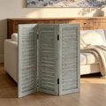 35" T Room Divider Screen, Rustic Wooden 3 Panel Louvered Privacy Divider by SOFE
