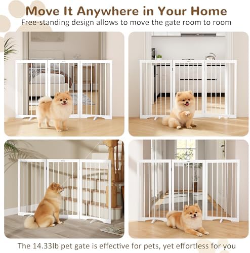 32" Extra Tall Free Standing Dog Gate Indoor, Foldable Pet Gate - Image 3