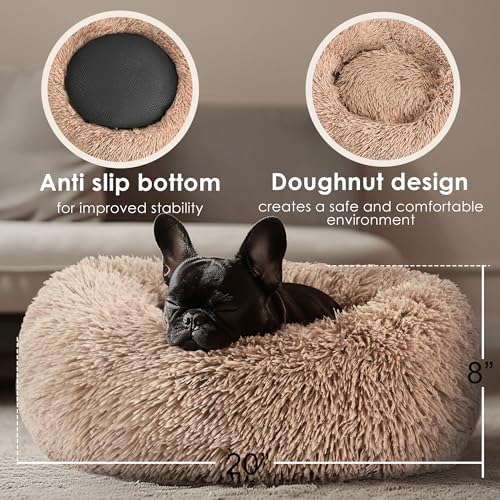 Hoewina Dog & Cat Bed for Indoor Cats, 20in Calming Donut Bed - Image 3