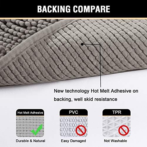 H.VERSAILTEX Chenille Bath Rug Non-Slip Bathroom Rug Shag Shower Mat - Image 6