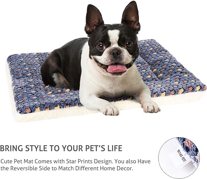 Mora Pets Dog Crate Pad Bed Ultra Soft Pet Mat Star Print Blue 29 x 21 Inch - Image 5
